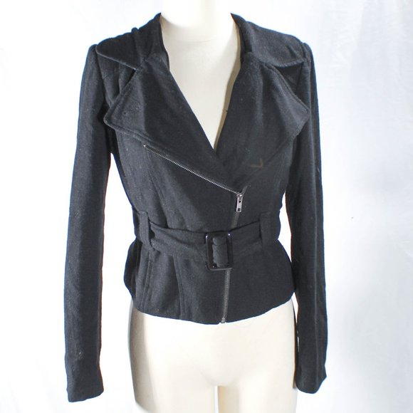 Black Moto Jacket Joan Jett Style Size Medium Edgy Punk Goth - Picture 1 of 10